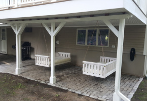 Under Deck Patio with Ceiling and Hanging Benches